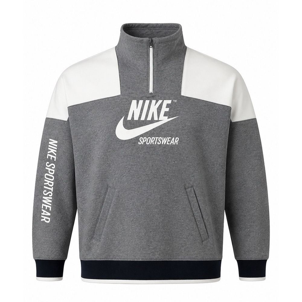Nike Sportswear 1/4 Zip Mock Neck Sweatshirt Size XL Gray Active Gym Training